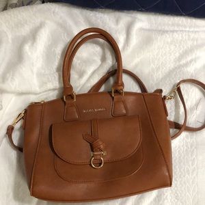 Alexis Bendel Satchel Handbag Purse Crossbody Strap Brown Tan